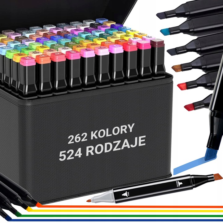MARKERY ALKOHOLOWE DWUSTRONNE FLAMASTRY MAZAKI PISAKI 262 KOLORY DLA DZIECI
