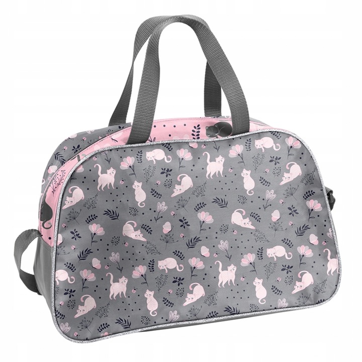 Różowa Torba Sportowa z Kotkiem na Basen Podróżna dla Dziewczynek Kot Paso