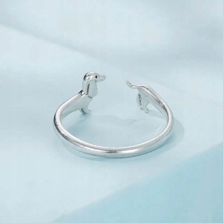 Pierścionek srebrny PIES regulowany s925 +pudełko