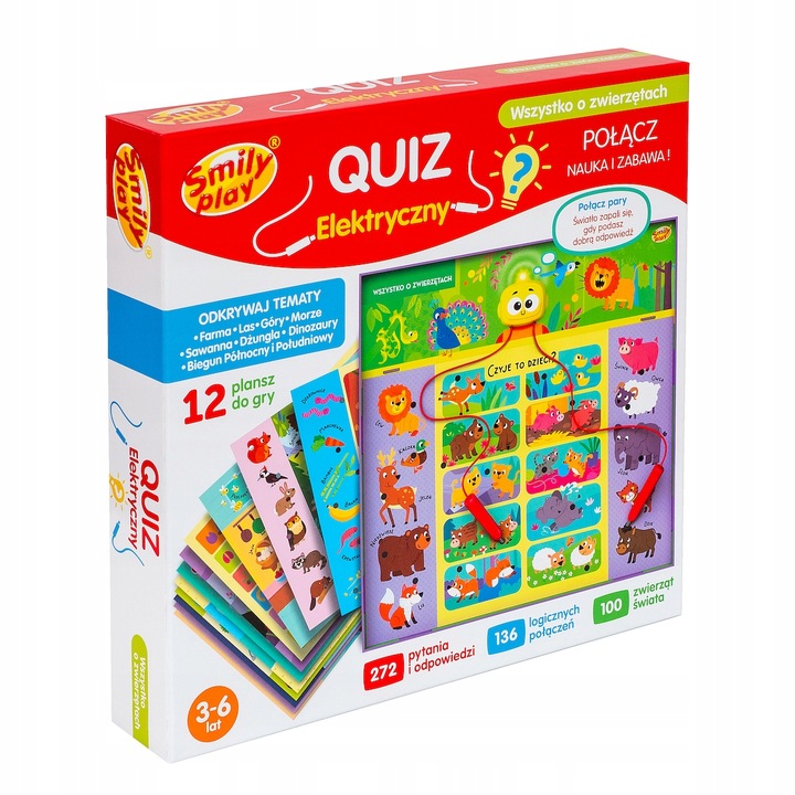 Smily Quiz elektroniczny WSZYSTKO O ZWIERZĘTACH SP98277 dla dzieci 3+