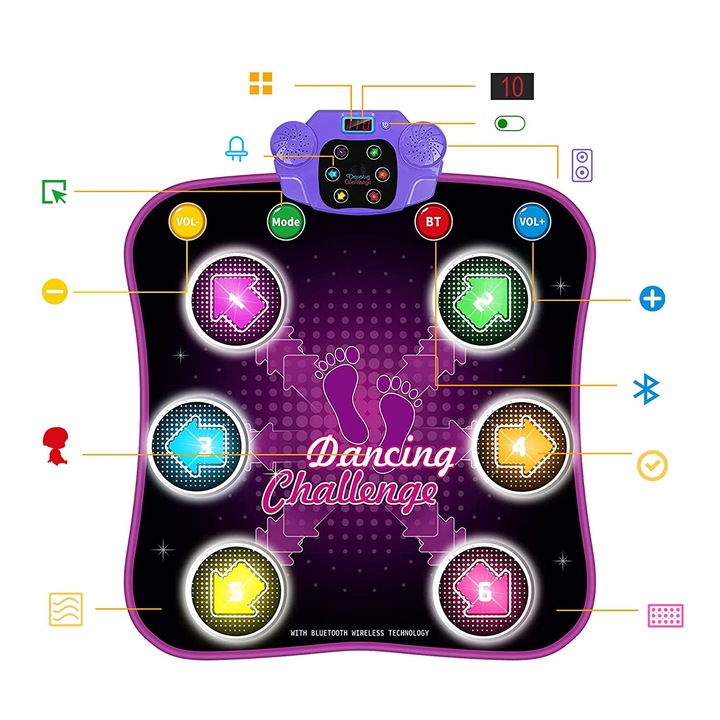 MATA DO TAŃCZENIA TANCA MUZYCZNA BLUETOOTH Z PODŚWIETLANYMI STRZAŁKAMI