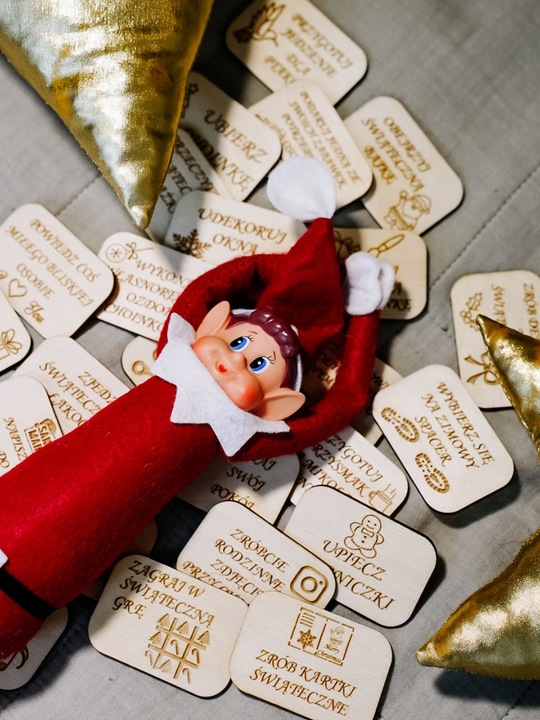 ELF PSOTNIK FIGURKA ZESTAW TABLICZKI DRZWI ZADANIA ADWENTOWE PAKA GADŻETY