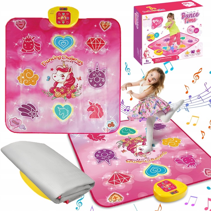 JEDNOROŻEC MATA DO TAŃCA MUZYCZNEGO DLA DZIECI 5 TRYBÓW 3 POZIOMY 100x87cm