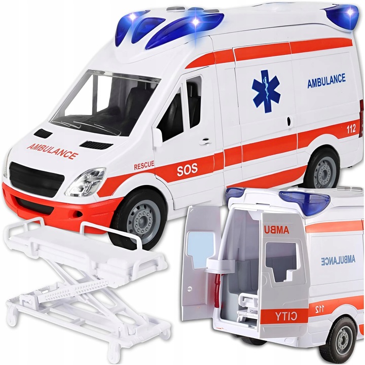 Auto Karetka Pogotowia Ambulans Bus Napęd Dźwięki Otwierane Drzwi z noszami