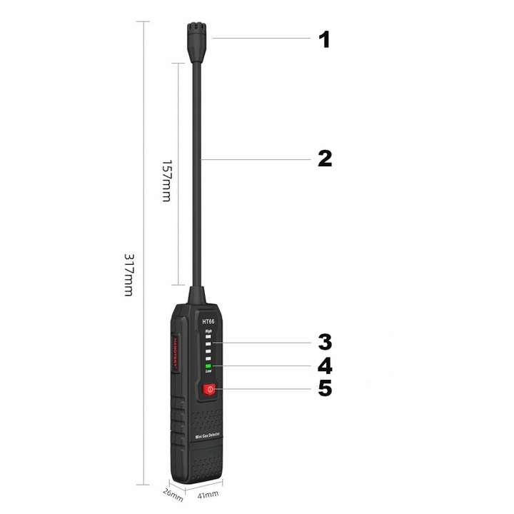 Mini Detektor Wykrywacz Wycieku Gazów Palnych - Alarm Dźwiękowy i Wizualny