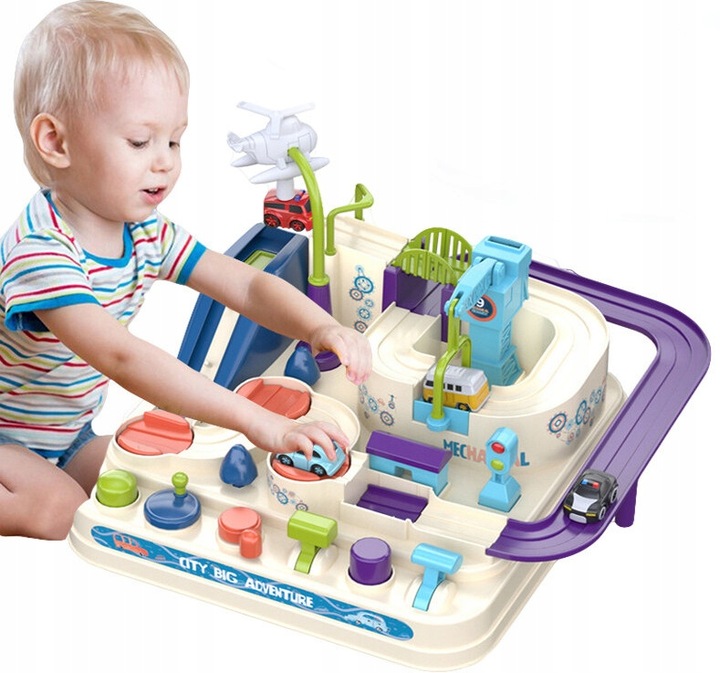 TOR PRZESZKÓD SAMOCHODOWY INTERAKTYWNY ZJEŻDŻALNIA Z PRZESZKODAMI + AUTKA