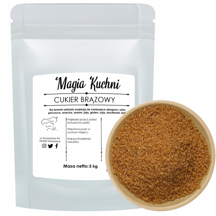 CUKIER BRĄZOWY 5kg trzcinowy nierafinowany