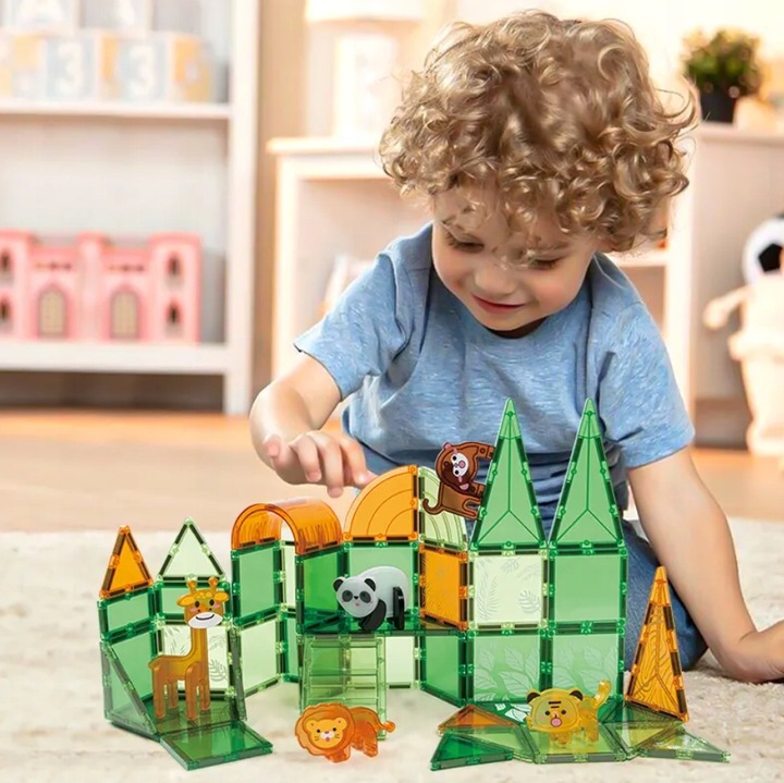 Klocki Magnetyczne Kreatywne Magnetic Tiles Konstrukcyjne Zoo 50 elementów