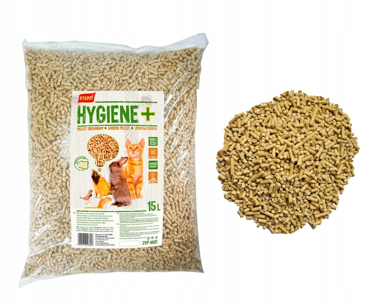 Vitapol HIGIENE pellet żwirek drewniany KOT GRYZONIE KRÓLIK 15 litrów