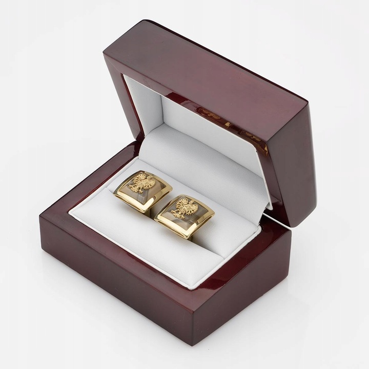 Spinki do mankietów koszuli srebrne 925 złocone złote męskie z orzełkiem