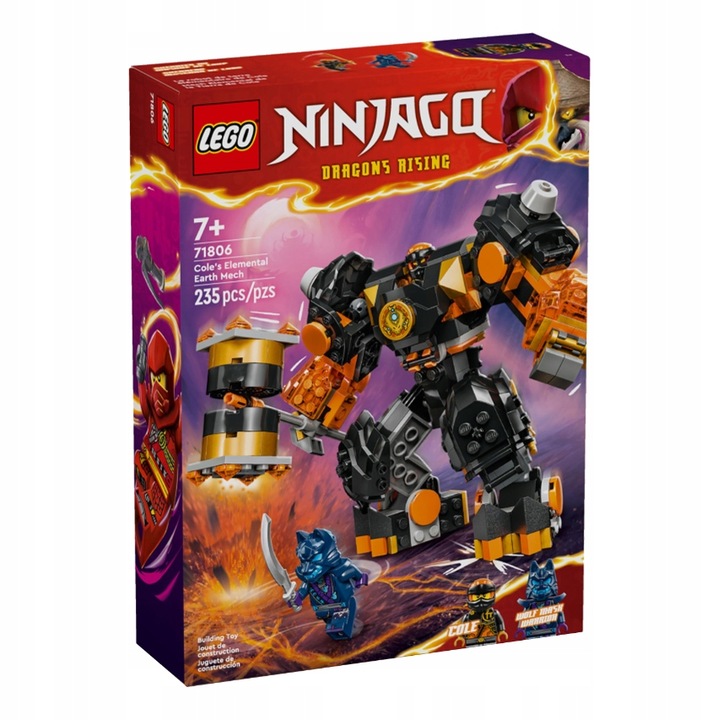LEGO NINJAGO 71810 Mały smok Riyu i 71810 Robot żywiołu ziemi Cole'a 71806