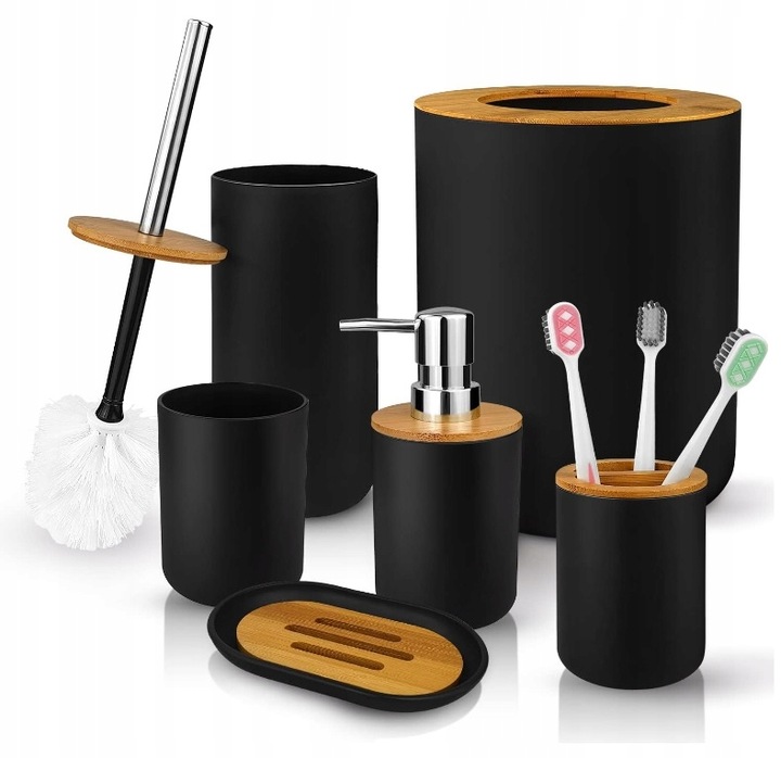 Zestaw łazienkowy akcesoriów łazienkowych 6 elementów kosz szczotka do WC
