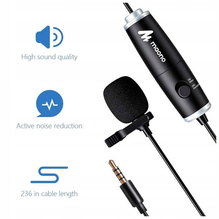 MIKROFON KRAWATOWY Z KLIPSEM MAONO DO ROZMÓW YOUTUBE VLOG PODCAST