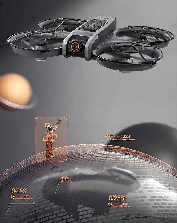 DRON KONTROLER Z LCD 2 kamery SILNIK BEZSZCZOTKOWY ZABAWKA 135G WIFI 3x AKU