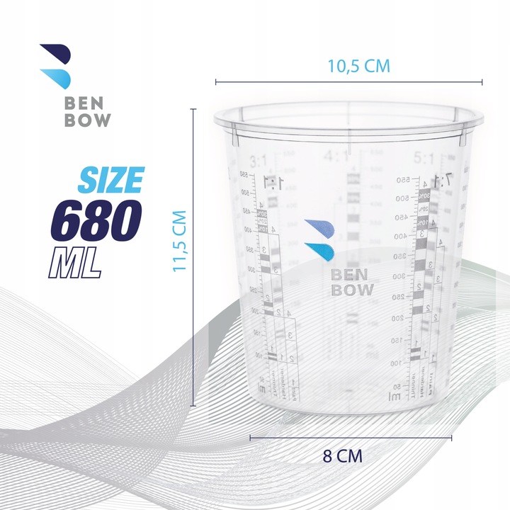 25x KUBEK LAKIERNICZY Z PODZIAŁKĄ 680ml + 3P