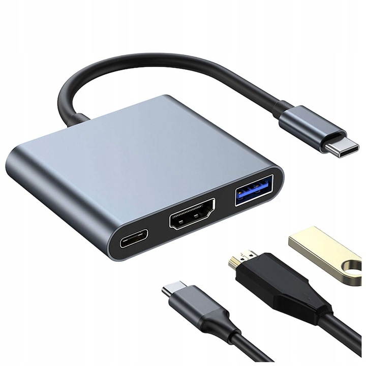 ROZDZIELACZ ADAPTER HUB HDMI TYPE-C DO MACBOOK AIR PRO 13 14 15 16 M1 M2 M3