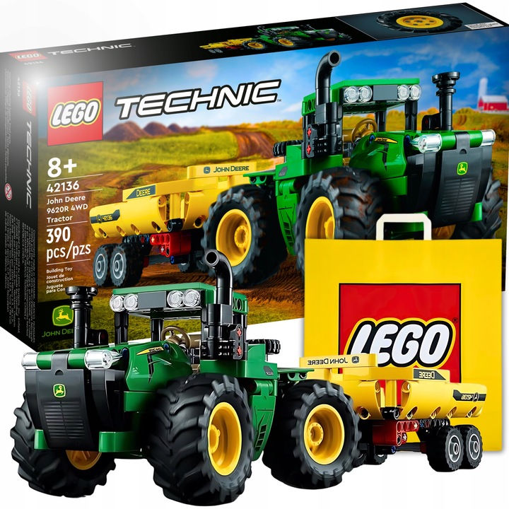 KLOCKI LEGO TECHNIC 42136 TRAKTOR JOHN DEERE 9620 4WD DLA DZIECKA + TORBA
