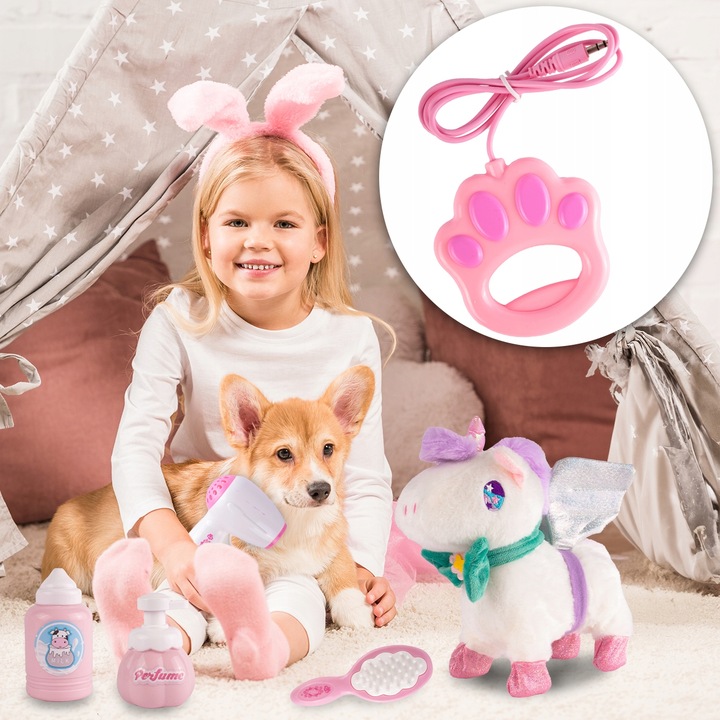 JEDNOROŻEC INTERAKTYWNY MASKOTKA KONIK CHODZI NA SMYCZY NA BATERIĘ