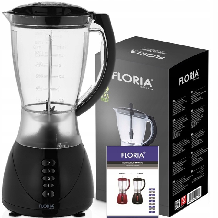 BLENDER KIELICHOWY MIKSER CZARNY BPA FREE 3 BIEGI + PULSE 300W