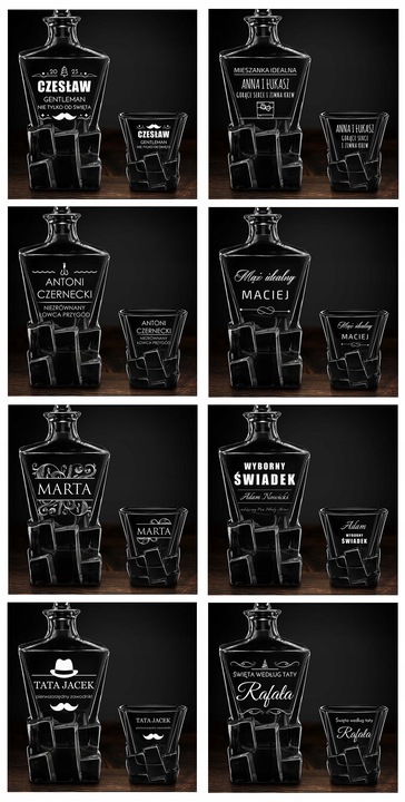 Zestaw Karafka 6 Szklanek do Whisky z Grawerem Prezent dla Faceta Urodziny