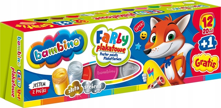 BAMBINO FARBY PLAKATOWE 12 KOL + 1 GRATIS 20 ML