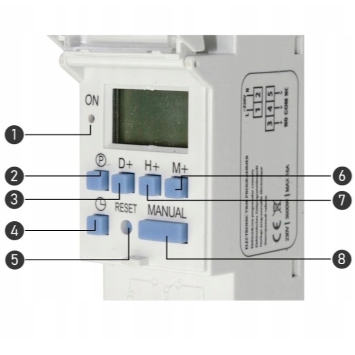 PROGRAMATOR CZASOWY NA SZYNĘ DIN CYFROWY TYGODNIOWY TIMER ELEKTRONICZNY LCD