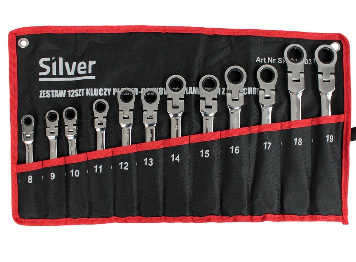 KLUCZE PŁASKO OCZKOWE Z GRZECHOTKĄ ŁAMANE 8-19 12e