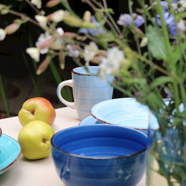 Serwis obiadowy na 6 osób zestaw talerzy ceramicznych AZURE AURA 6 os 18 el