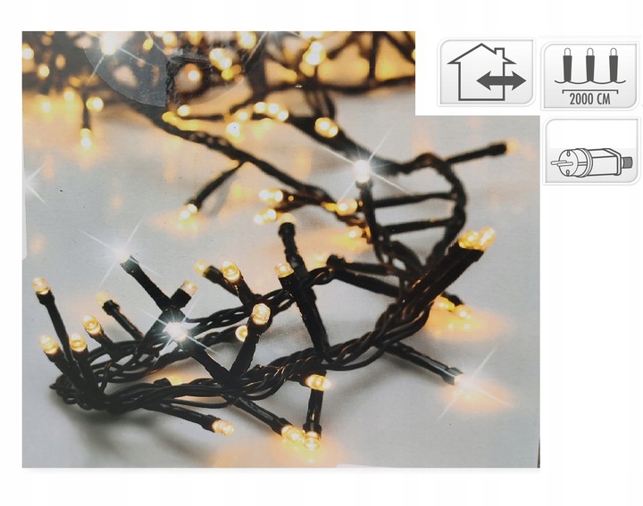 LAMPKI choinkowe białe ciepłe zimny FLASH 20 m TIMER na choinkę 270 cm
