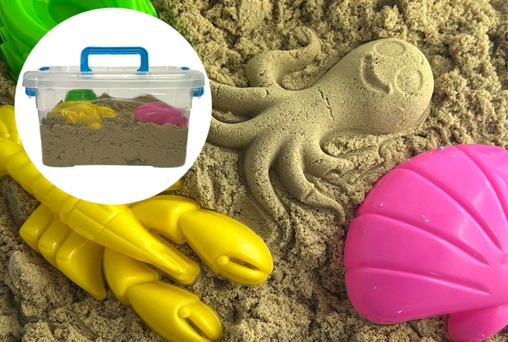 ZESTAW PIASEK KINETYCZNY 2kg + BASEN PIASKOWNICA FOREMKI WALIZKA 18 elem