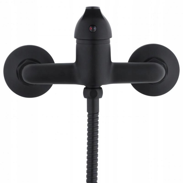 Bateria prysznicowa czarna ścienna jednouchwytowa ze słuchawką i wężem YOKA
