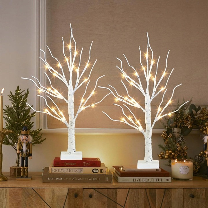 ZESTAW 2 BRZOZOWYCH DEKORACJI LED UNIWERSALNA OZDOBA NA KAŻDĄ PORĘ ROKU