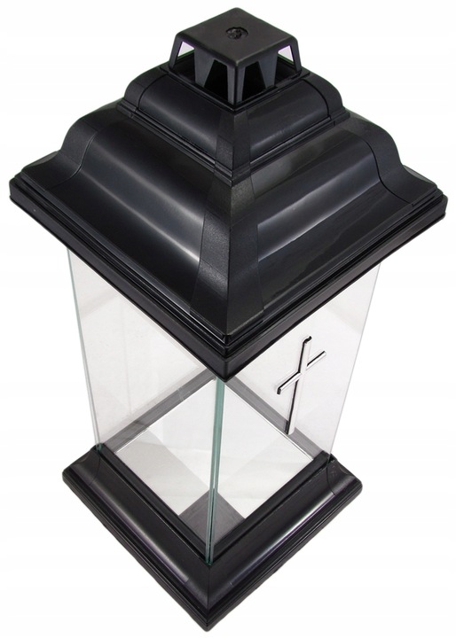 Duży znicz szklany kapliczka lampion z krzyżem