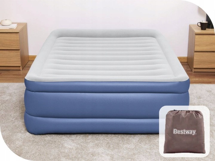 Duży Materac Dmuchany Welurowy Łóżko do Spania z Pompką Bestway MODEL 2025