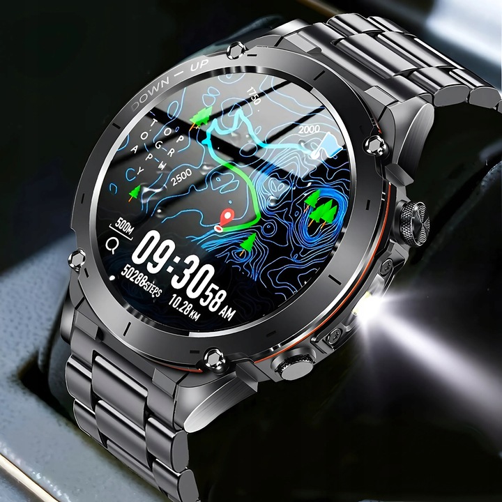SMARTWATCH MĘSKI ZEGAREK GPS 730 MAH KOMPAS ROZMOWY LATARKA AMOLED PL