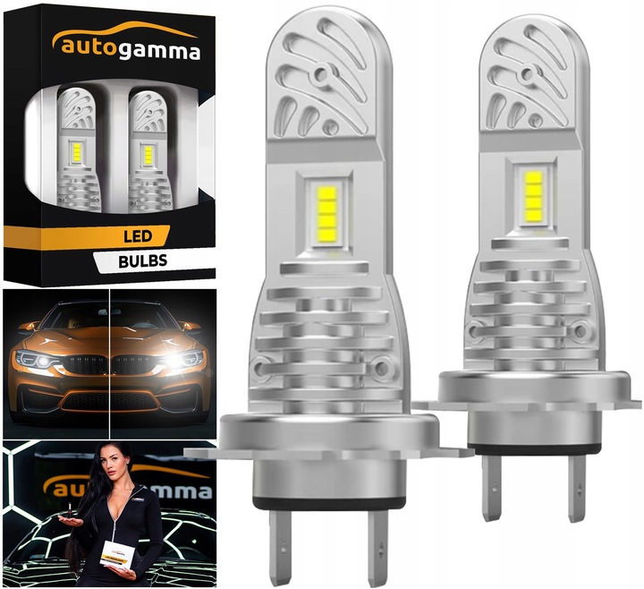 Żarówki LED H7 komplet Mocne 14000 LM 6000K LED 1:1 80W Canbus +1000%