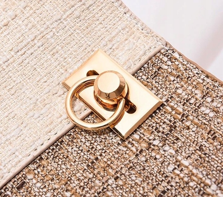 Torebka Damska na Ramię Brązowa Kremowa Jasna Elegancka Pojemna Wizytowa