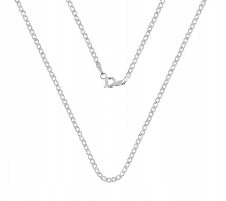 Klasyczny Srebrny Łańcuszek Pancerka Srebro 925 Naszyjnik 45 cm x 2 mm