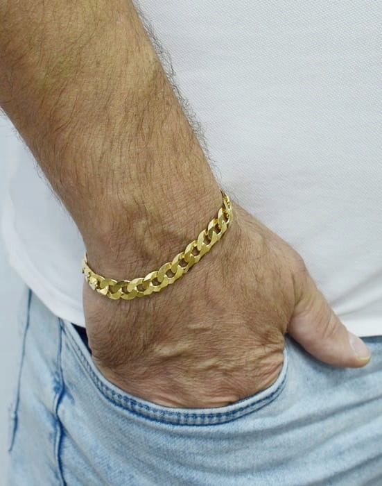 ZŁOTA PEŁNA BRANSOLETKA MĘSKA PANCERKA PR. 585 925 SOLIDNA + GRAWER GRATIS