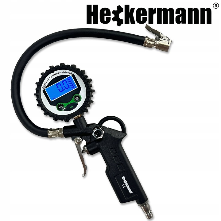 PISTOLET DO POMPOWANIA KÓŁ Z MANOMETREM CYFROWYM LCD WĘŻYK 36CM 15 BAR