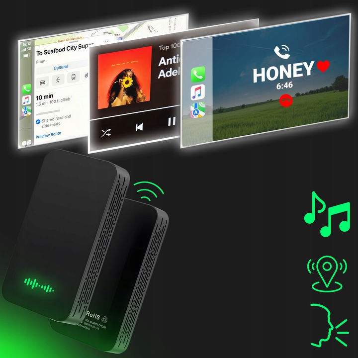 ADAPTER CARPLAY CARLINK BEZPRZEWODOWY SAMOCHODOWY ANDROID AUTO USB IPHONE