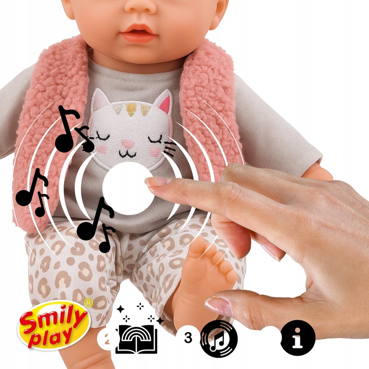 Lalka bobas duża 32 cm interaktywna śpiewa mówi 2 języki PL EN SMILY PLAY
