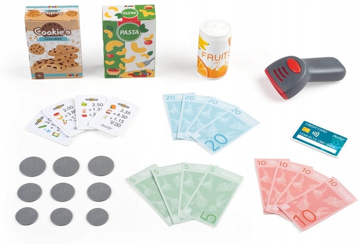 Zabawa w Sklep Skaner Kalkulator Elektroniczna Kasa Smoby Artykuł Spożywcze