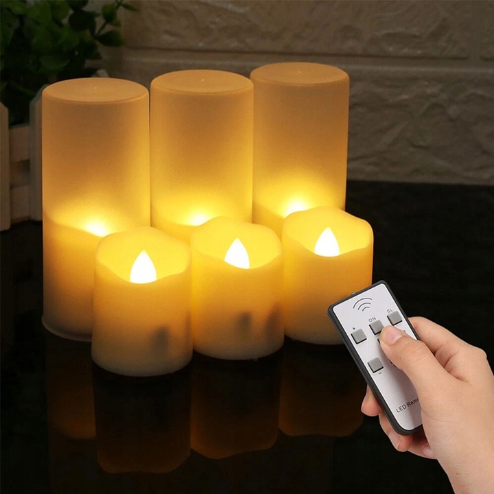 ZESTAW 6 ŚWIEC LED ŁADOWANE Z FUNKCJĄ TIMERA NA BOŻE NARODZENIE I HALLOWEEN