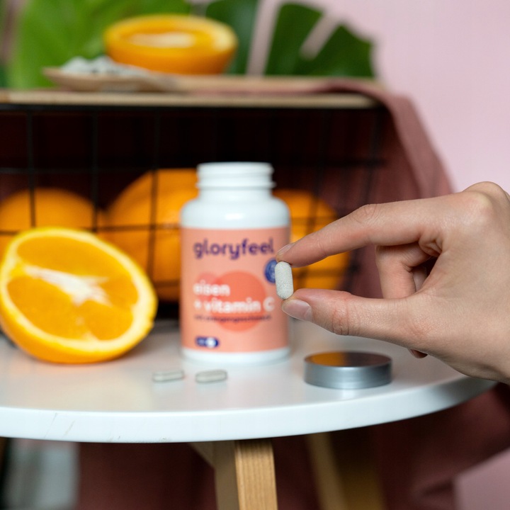 ŻELAZO + WITAMINA C KWAS ASKORBINOWY na odporność 240 tabletek gloryfeel