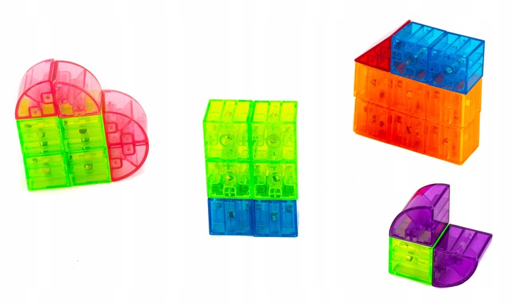 KOLOROWE KLOCKI MAGNETYCZNE 3D PUZZLE PRZESTRZENNE