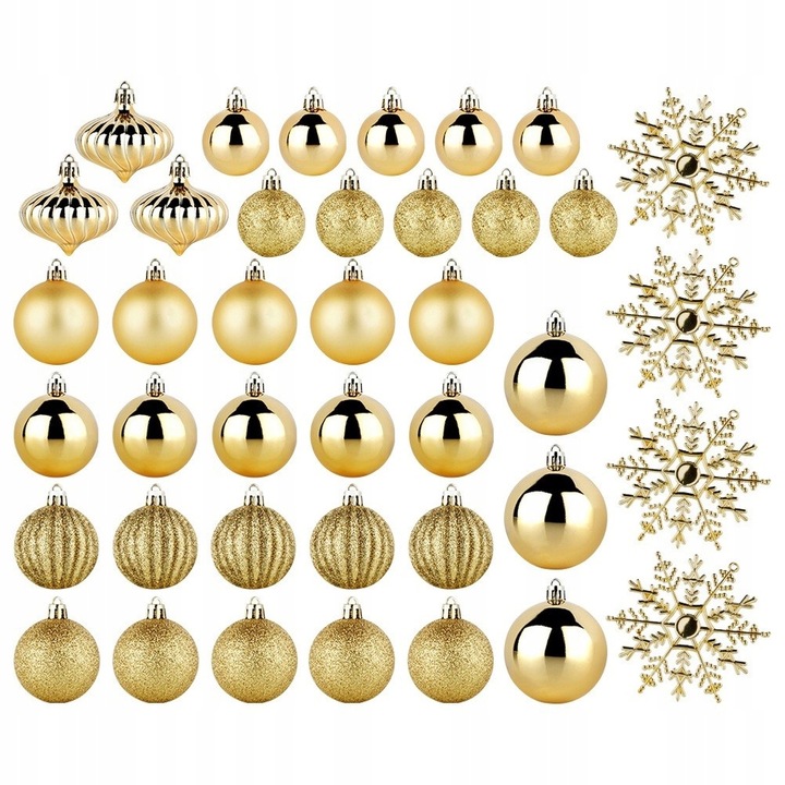 40x Bombki CHOINKOWE świąteczne nietłukące ZŁOTE zestaw bombek na choinkę