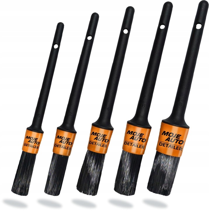 5X PĘDZLE PĘDZELKI DETAILINGOWE ZESTAW DO CZYSZCZENIA + ŚCIERECZKA ZESTAW