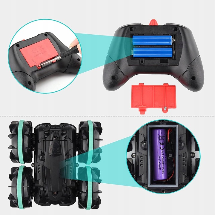 SAMOCHÓD ZDALNIE STEROWANY RC GESTAMI AMFIBIA 2 PILOTY 4x4 360° PŁYWAJĄCY