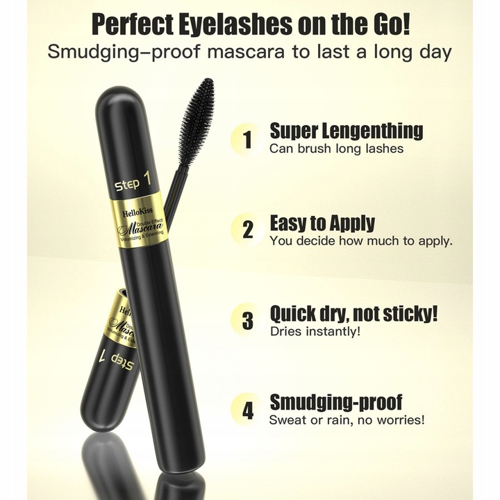 2 W 1 Tusz Do Rzęs 4D Mascara Pogrubiająco Wydłużający Czarny